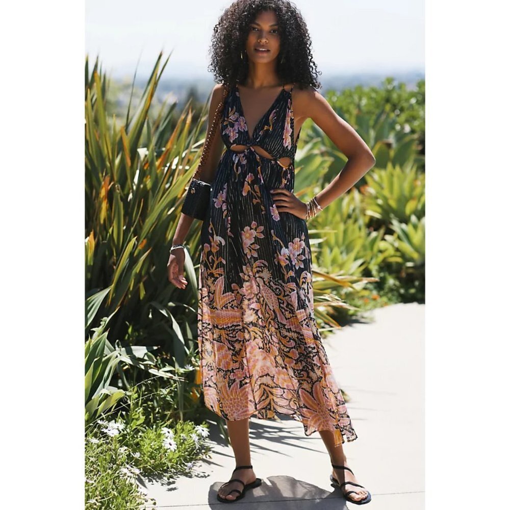 Anthropologie Black Motif Cutout Maxi Dress - Picture 4 of 11